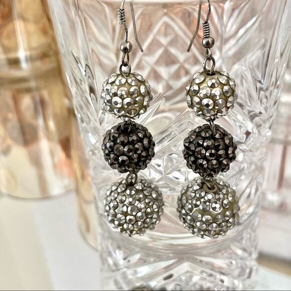 bling ball 3 tier drop earrings - Picture 9 of 11